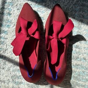 Rothy’s Cinnamon Mary Janes - Elegant Red Women's Shoes with Bow - HTF
